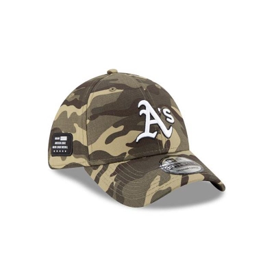 Green Oakland Athletics Hat - New Era MLB Armed Forces Weekend 39THIRTY Stretch Fit Caps USA8763940